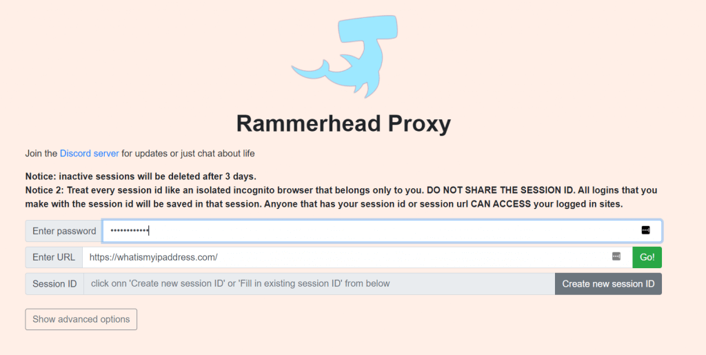 Rammerhead start a session